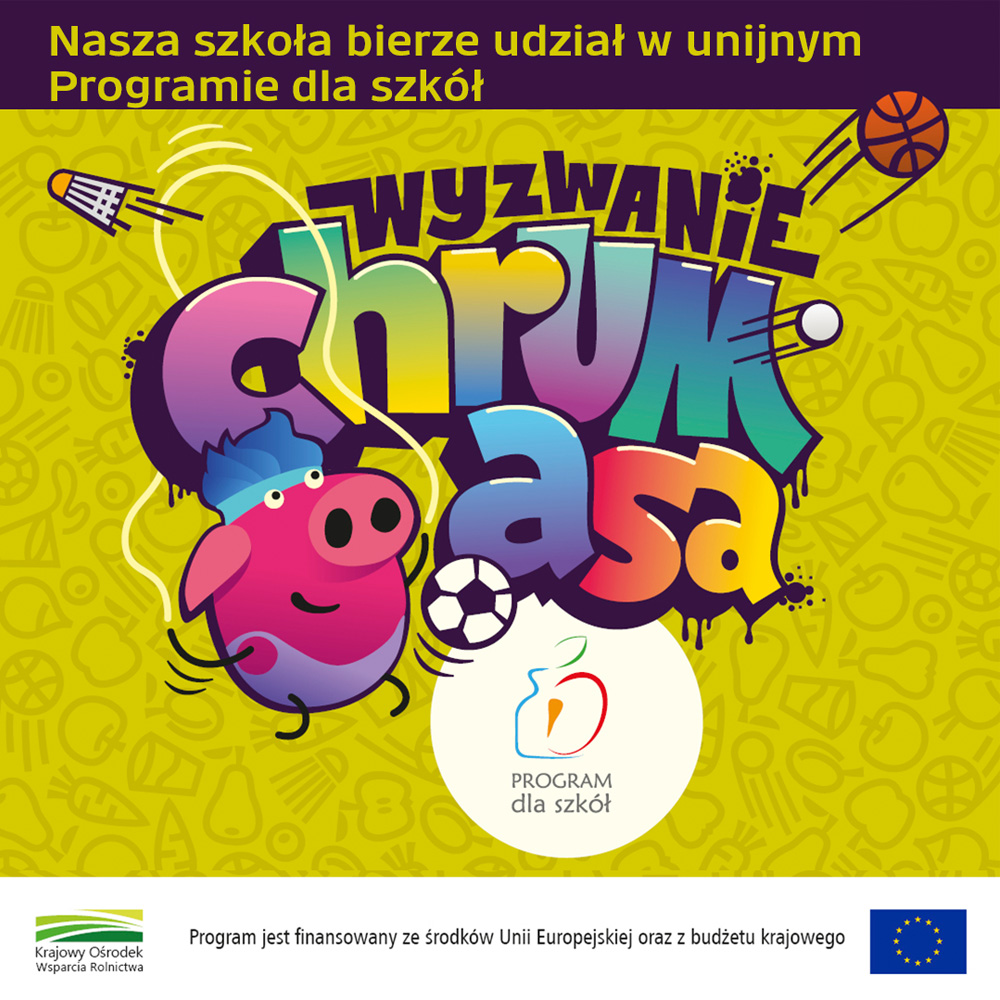 Baner informujący o udziale w programie dla szkół promującym zdrowe odżywianie