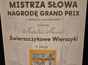 Miniaturka przedstawiająca Dyplom Mistrza Słowa - nagroda Grand Prix