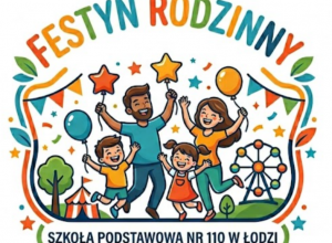 Miniaturka rysunkowa przedstawia radosną rodzinę z balonami na festynie rodzinnym