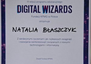 Dyplom laureata Digital Wizards